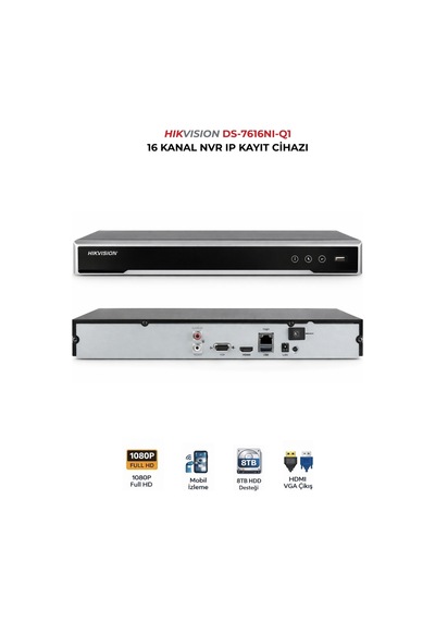 Ds-7616nı-q1 16 Kanal Ip Nvr 1 Hdd 8tb Destekli