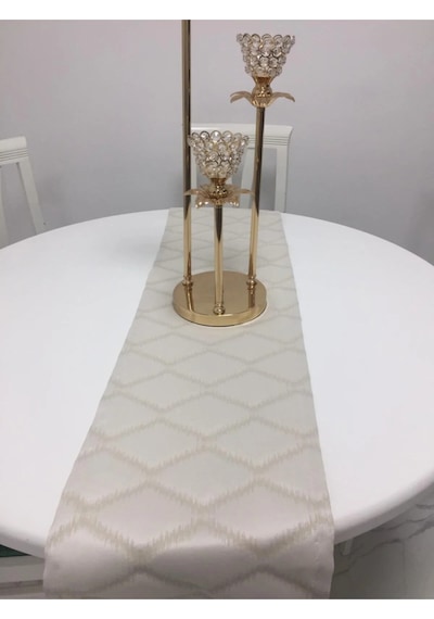Simge Jakar Pamuk Polyester Krem Runner 40x140 Cm 681 Krem