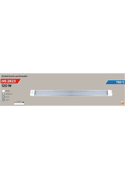 120w Kristal Camlı Led Armatür, Beyaz Işık, 120cm Hs 2823 Beyaz