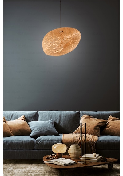 Bohem Bambu Asimetrik Sarkıt Avize Lamba 58cm - Iskandinav, Modern, Bohem, Rattan Aydınlatma Bambu