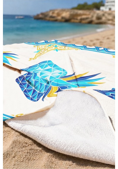 Ananas Tropikal Marine Plaj Havlusu - Mavi Beyaz Akdeniz Stil Hızlı Kuruyan Mikrofiber Havlu Eski Yakamoz