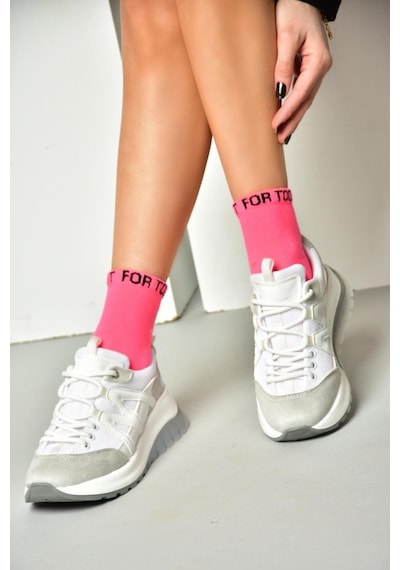 Fox Shoes S973113002 Beyaz Süet Kadın Spor Ayakkabı Sneakers Beyaz