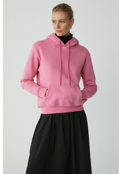 Ethıquet Diane Kadın İçi Polarlı Yumuşacık Comfort Fit Kapüşonlu Pembe Sweatshirt Mavi
