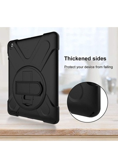Apple Uyumlu iPad 2 3 4 Kılıf Defender Askılı Zırhlı Tank Case A1395 A1396 A13 - Siyah