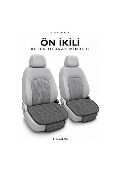 Honda City 2009-2013 Çizgili Keten 3'lü Minder Antrasit Gri