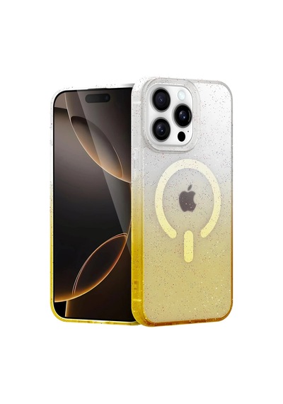 Durukar Apple iPhone Uyumlu 14 Pro Max Pummel Shiny Magsafe - Kapak - Gold