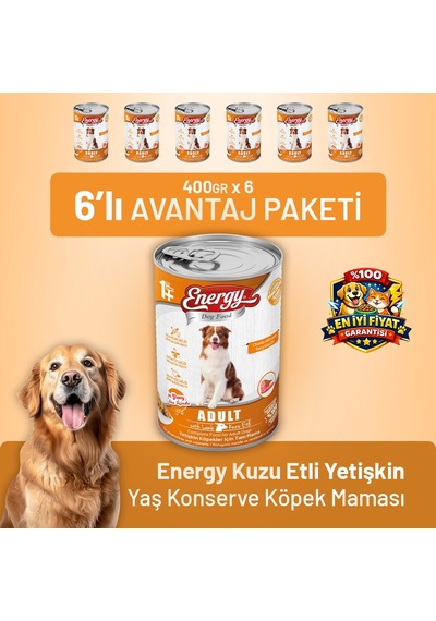 Energy Kuzu Etli Yetişkin Yaş Köpek Maması 400 G - 6 Adet