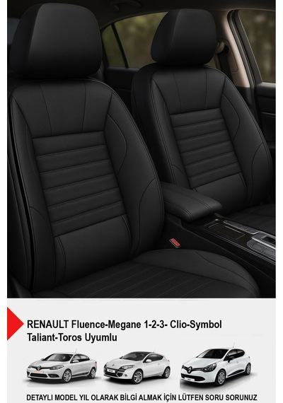 Stone Deri Oto Koltuk Kılıfı Siyah Renault Fluence-megan1-2-3-clio-symbol-tailant-toros Uyumlu