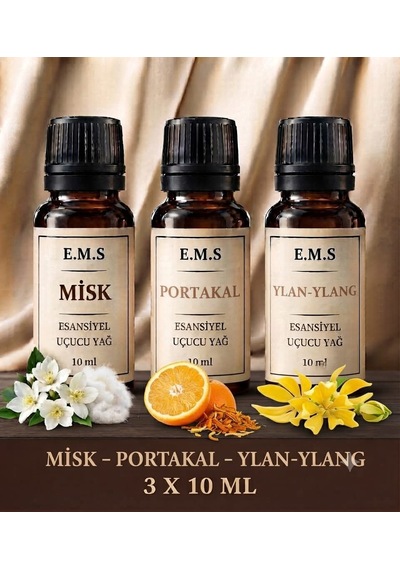 Misk - Portakal - Ylang Ylang Esansiyel Uçucu Yağ Buhurdanlık Yağı Difüzör Esansı Oda Kokusu Mum Esansı 3 X 10 Ml. Karışık Misk - Portakal - Ylang Ylang Esansiyel Uçucu Yağ Buhurdanlık Yağı Difüzör Esansı Oda Kokusu Mum Esansı 3 X 10 Ml. Karışık