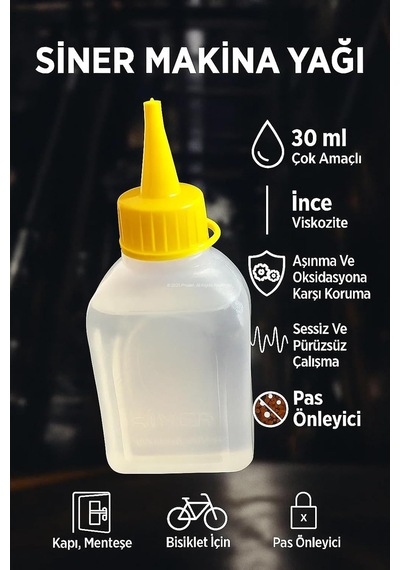Siner Makine Yağı, Çok Amaçlı, 30 Ml, Dikiş Makinesi Yağı, İnce Viskozite, Aşınma Ve Oksidasyona Karşı Koruma, Sessiz Ve Pürüzsüz Çalışma, Kapı, Menteşe, Bisiklet İçin, Pas Önleyici