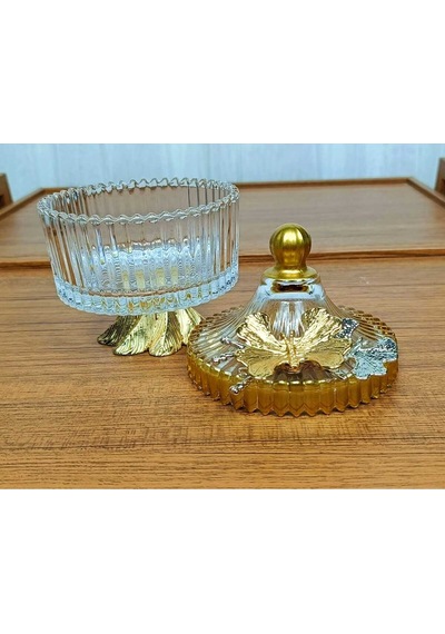 Elta Collection Yeni Model Gold Metal Ayaklı Kapaklı Kelebekli Şekerlik Sunumluk Çerezlik Hediyelik Gold