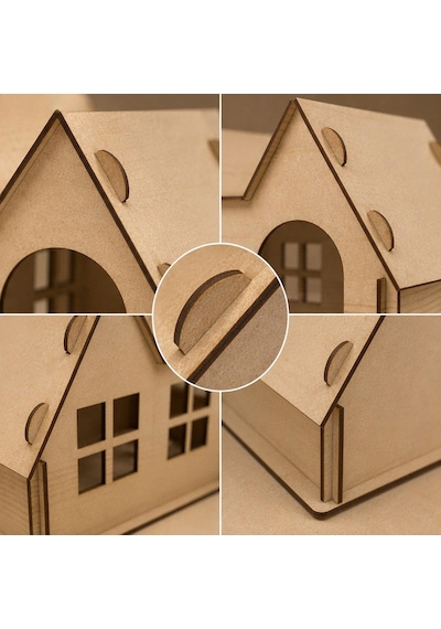 Alg Wood Design Hamster Evi 10 Parça Mdf Ahşap Hamster Yuvası 42 23 22 Cm - Büyük Boy