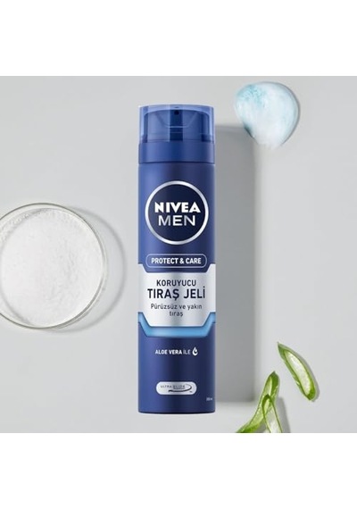 Nıvea Men Erkek Nemlendirici Tıraş Jeli Protect&care 200 Ml, Kuru Ciltler İçin, Pürüzsüz Tıraş