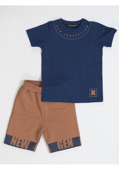 Casabony New Gen Kahve Şort + T-shirt Takım - Kahverengi