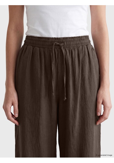Lcw Modest Kahverengi Beli Lastikli Kadın Geniş Paça Pantolon