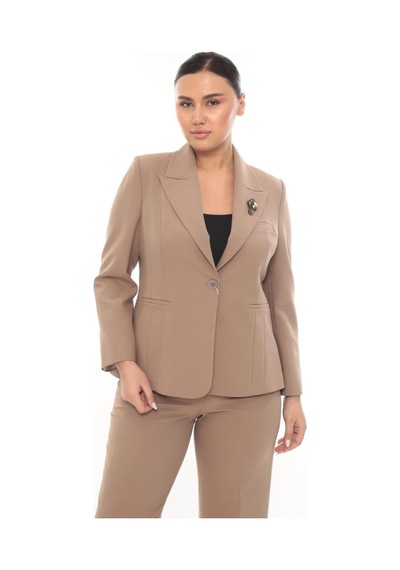 Prenses Kadın Şık Blazer Ceket Pantolon Takım Zarif Günlük Ofis Model Bej