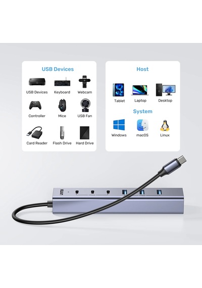 Unıtek Uhub S7+ 7 In 1 Unıversal Usb Hub H1335agy01-eu