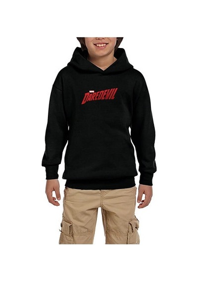 Zepplin Giyim Daredevil Logo Siyah Çocuk Kapşonlu Sweatshirt