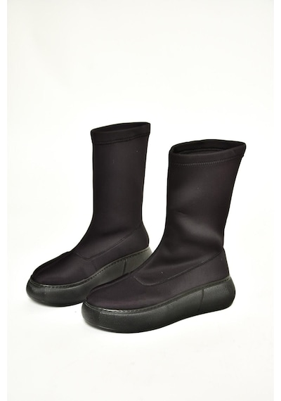 Fox Shoes T811230904 Siyah Kumaş Kalın Tabanlı Kadın Bot Siyah-Kumaş Siyah