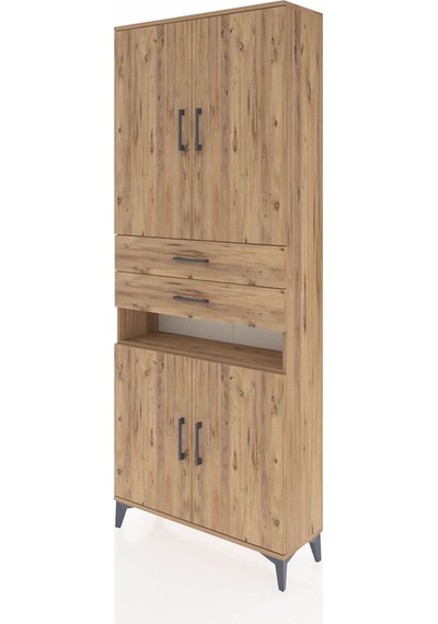 Arges Dolap 5 Raflı 2 Çekmeceli 4 Kapaklı 88x30x221 Çam-çam Çam
