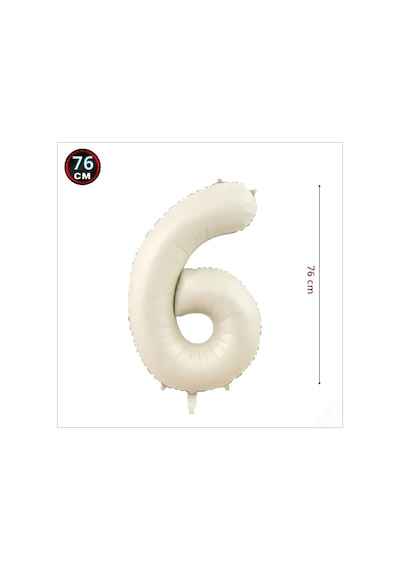 6 Yaş Rakam Krem Folyo Balon   76 CM