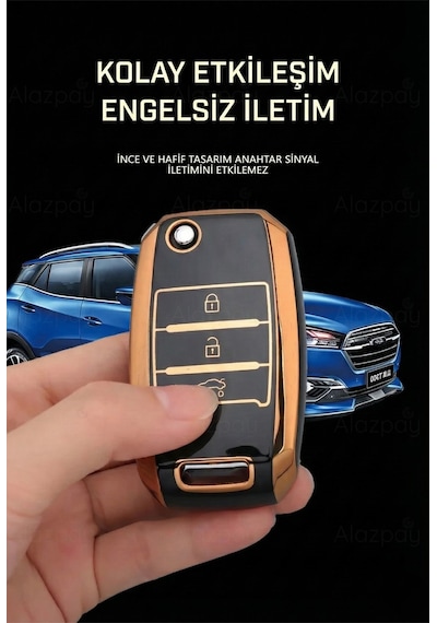 Kia Rio Picanto Sportege Ceed Optima Sorento Stinger Cerato Forte Tpu Anahtar Kılıfı Siyah Gold