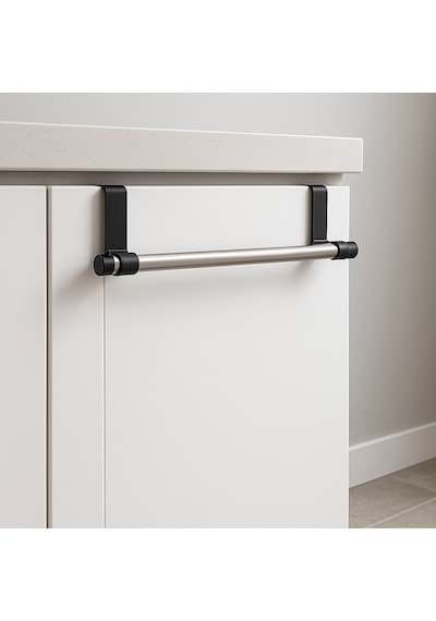 Lunoart Mutfak & Banyo İçin Metal Havluluk Montajsız Kapak Askısı Gümüş - Siyah