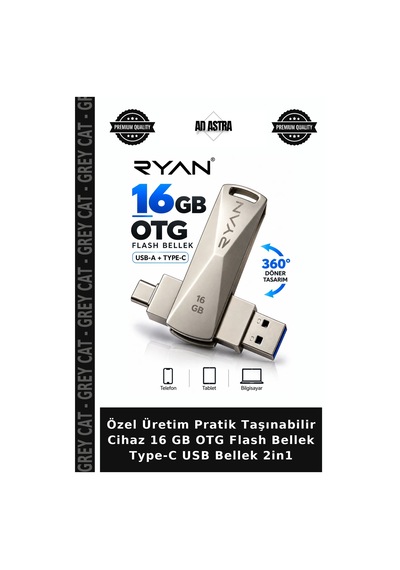 Özel Üretim Pratik Taşınabilir Cihaz 16 Gb Otg Flash Bellek Type-c Usb Bellek 2in1