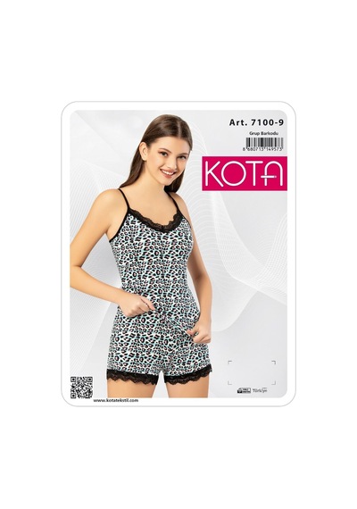 Kota 7100 İp Askılı Baskılı Şortlu Takım Siyah