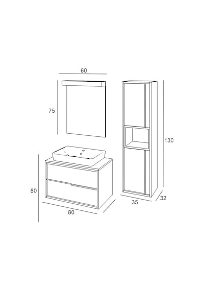Denko Matia 80 Cm Mdf Banyo Dolabı Takımı + Boy Dolabı Çok Renkli Denko Matia 80 Cm Mdf Banyo Dolabı Takımı + Boy Dolabı Çok Renkli