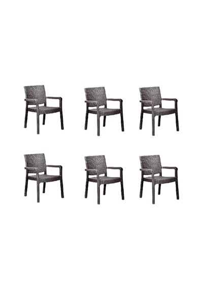 Troya Rattan Koltuk Kahverengi 6'li Set