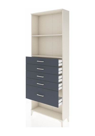 Arges Dolap 2 Raflı 5 Çekmeceli 88x30x243 Aytaşı-antrasit Aytaşı