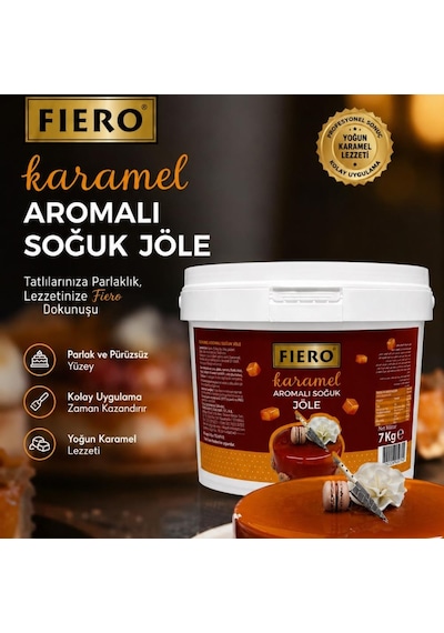 Fiero Soğuk Jöle Karamel 7 Kg Pasta, Cheesecake Ve Tatlılar İçin Profesyonel Parlak Karamel Aromalı Pasta Jölesi