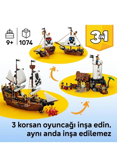 Lego 31387 Creator 3 Ü 1 Arada İkonik Korsan Gemisi