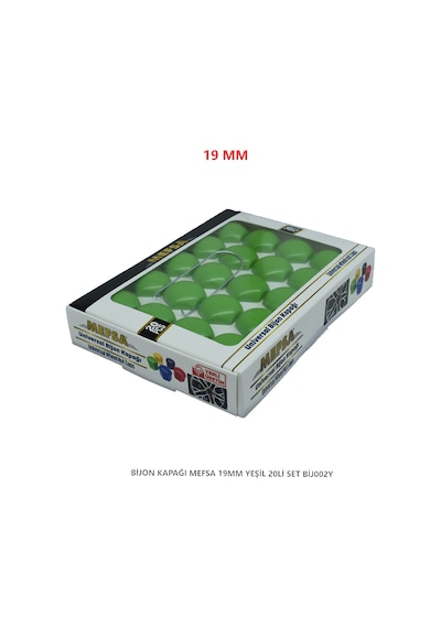 Bijon Kapağı Düz 19 Mm Yeşil 20 Li Set