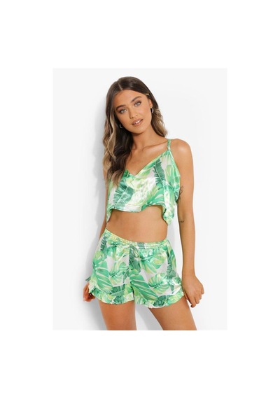 Majeur Kadın Yeşil Fırfırlı Şortlu Pijama Takımı