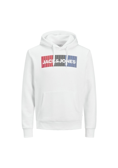 Jack & Jones Kapüsonlu Logo Baskili Sweatshirt - Corplogo 12152840 White Beyaz
