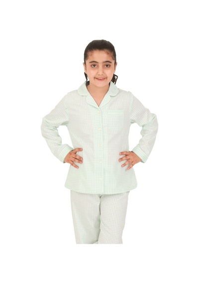 The Don Açık Yeşil Beyaz Kareli Kız Çocuk Pijama Takımı (9-14 Yaş