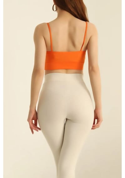 Ön Çapraz Askılı Crop Bluz - S504576 Turuncu