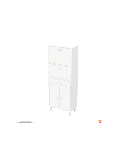 Modilayn Vio 55x163,4x32,5 Cm Yeni Çekmeceli, Kapaklı, Ekmeklikli, Çok Amaçlı Mutfak Dolabı. Beyaz