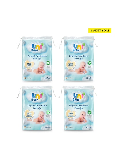 Uni Baby Bebek Temizleme Pamuğu 60'lı X 4 Adet