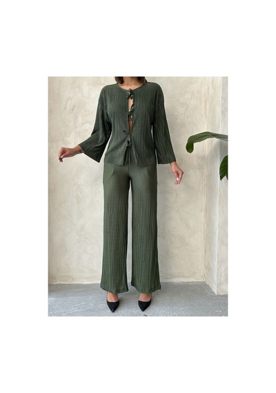 Verymoda Piliseli Pantolon Haki