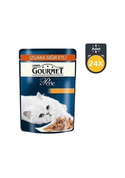 Purina Gourmet Perle Izgara Sığır Etli Pouch Yetişkin Kedi Yaş Maması 24 x 85 G