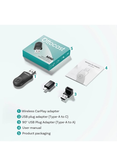 Ottocast Mini 2in1 Kablosuz Carplay Ve Android Auto Adaptörü