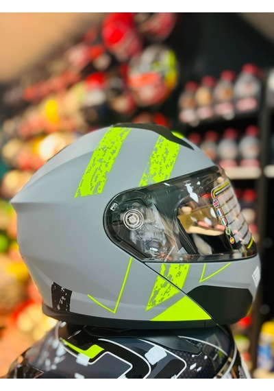 Mts 966 Tu61 Çene Açılır Güneş Vizörlü Motosiklet Kaskı Kapalı Gri- Neon Gri