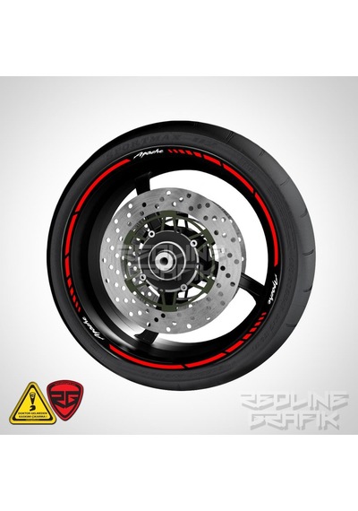 Tvs Apache Yazılı Reflektif Kırmızı Jant Şeridi Redlinegrafik