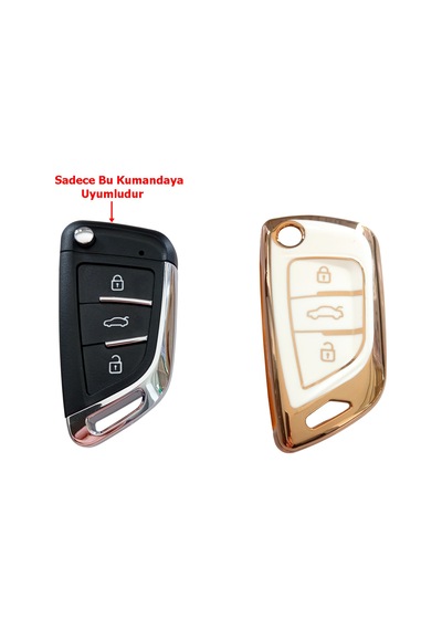 Bmw Tipli Kd Keydiy Nb29 Uyumlu Kumanda Anahtar Kılıfı Oto Anahtarlık Beyaz - Gold