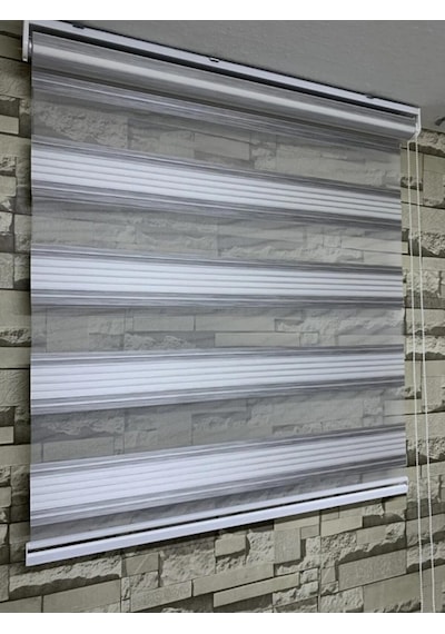 Gri Beyaz Geçişli Bambu Geniş Plise Zebra Rz-66003 Gri-beyaz