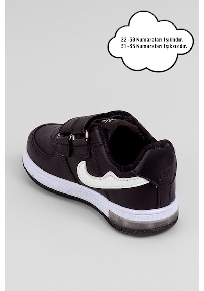 Nese Shoes Işıklı Çocuk Ortopedik Destekli Sneaker Siyah-beyaz