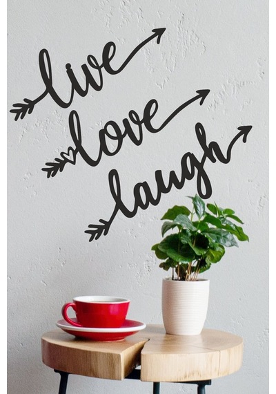 "live Love Laugh" Duvar Dekoru-süsü, Ahşap Dekoratif Tablo - 1